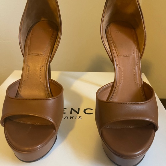 Givenchy Sandals 12,5cm Shark Marron Clair Leather Shoes size 39EU - Picture 4 of 12